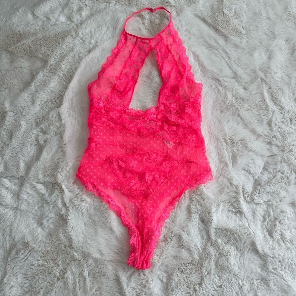 Victoria’s Secret bright pink size L lingerie bodysuit